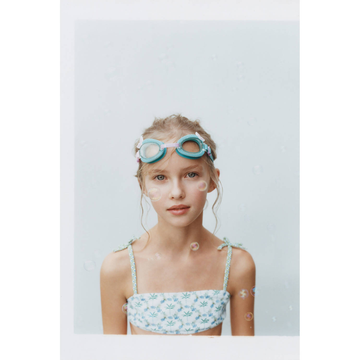 Mango Kids crop bikini groen blauw wit