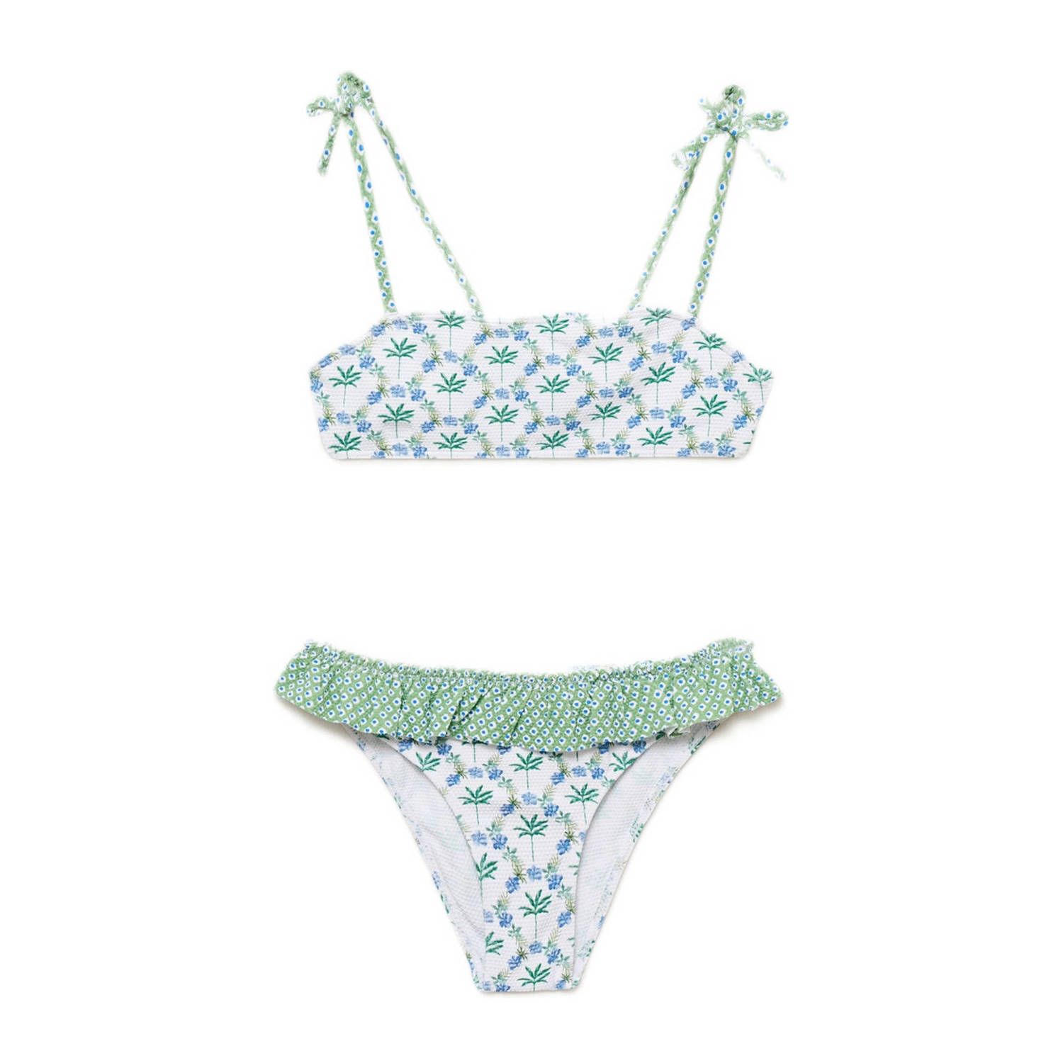 Mango Kids crop bikini groen blauw wit