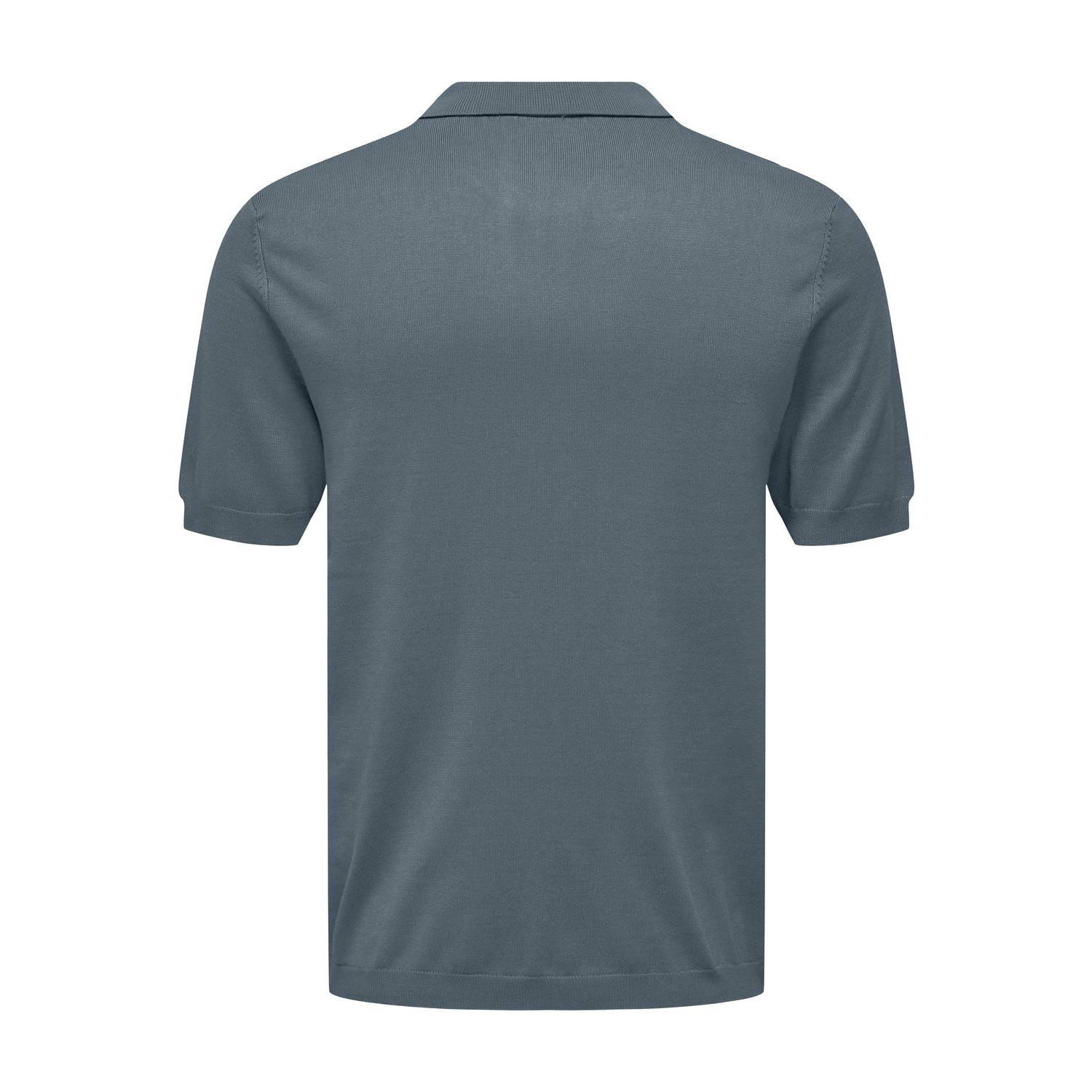 ONLY & SONS regular polo gebreid grijsblauw