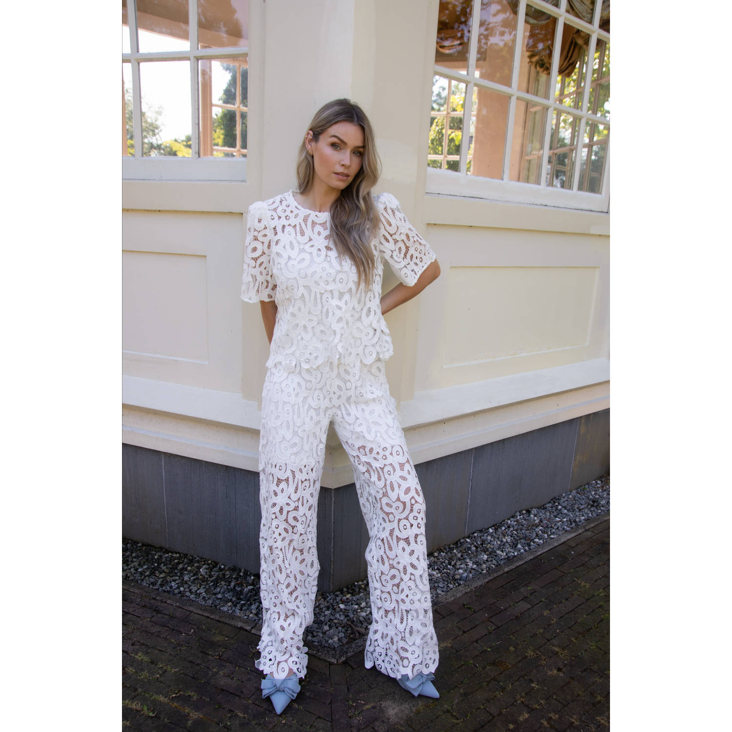 AMAYA Amsterdam straight high waist broek wit