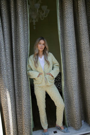 straight high waist broek lichtgroen