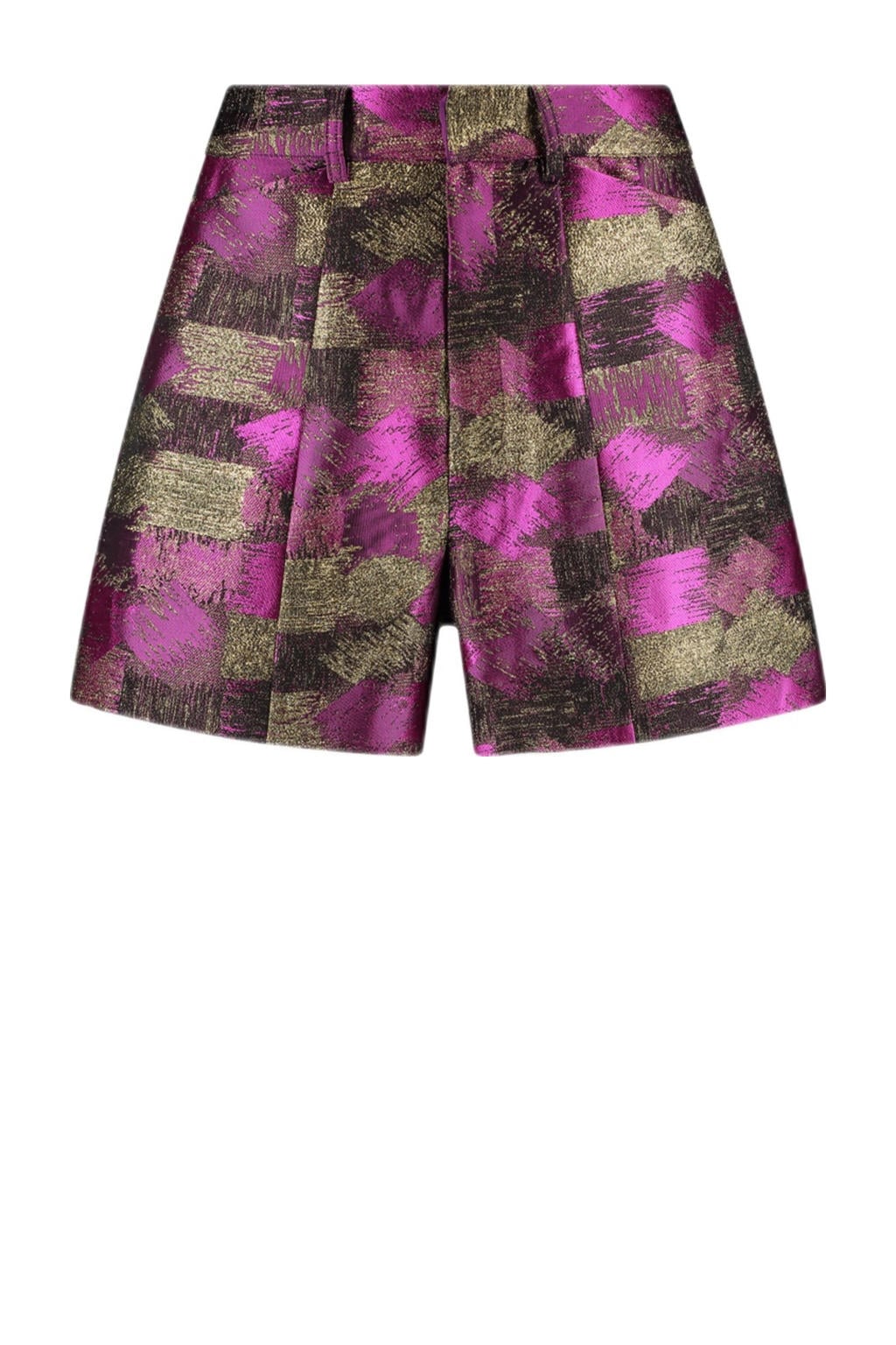 Violetkleurige dames AMAYA Amsterdam straight high waist casual short van polyester met rits- en haaksluiting