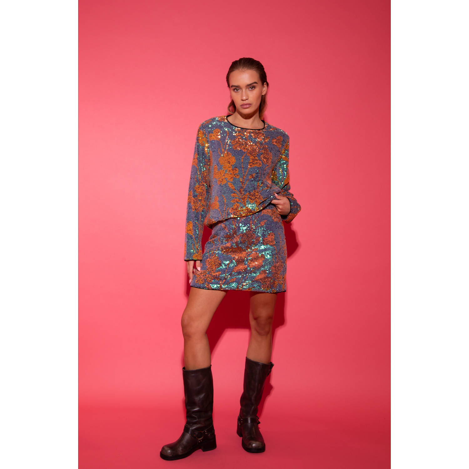 Studio AMAYA glitter top multi met pailletten