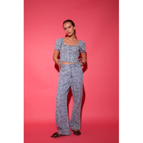 Studio AMAYA wide leg jeans light blue denim afbeelding