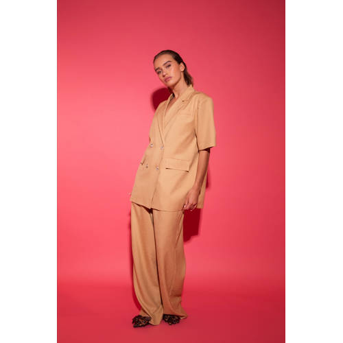 Studio AMAYA wide leg regular waist pantalon beige afbeelding