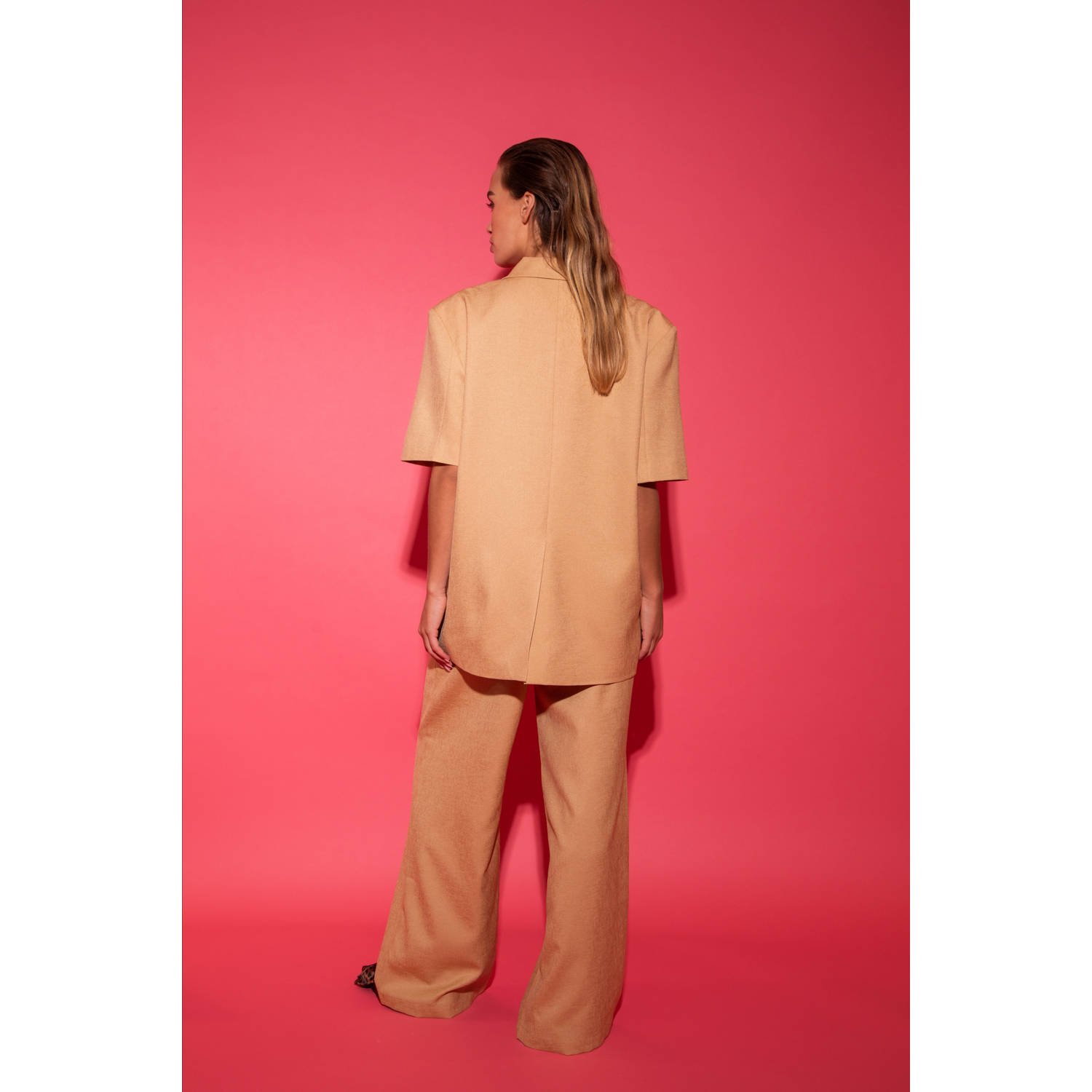 Studio AMAYA wide leg regular waist pantalon beige