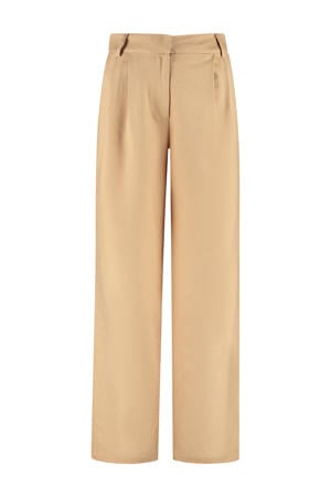 wide leg regular waist pantalon beige
