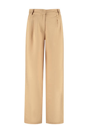 wide leg regular waist pantalon beige