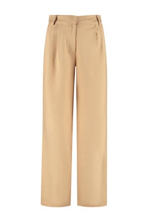 wide leg regular waist pantalon beige