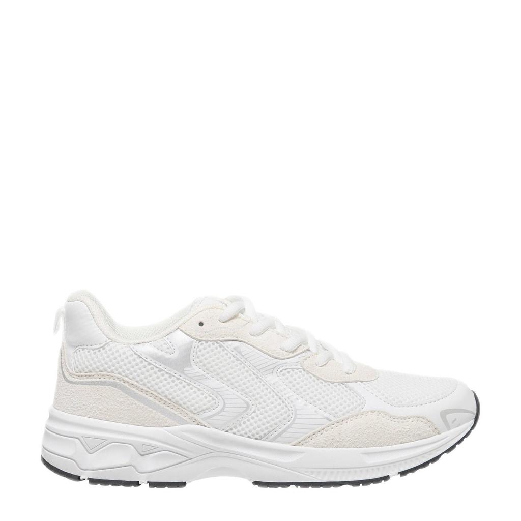 Witte dames ONLY Jade chunky sneakers van textiel en imitatieleer met veters