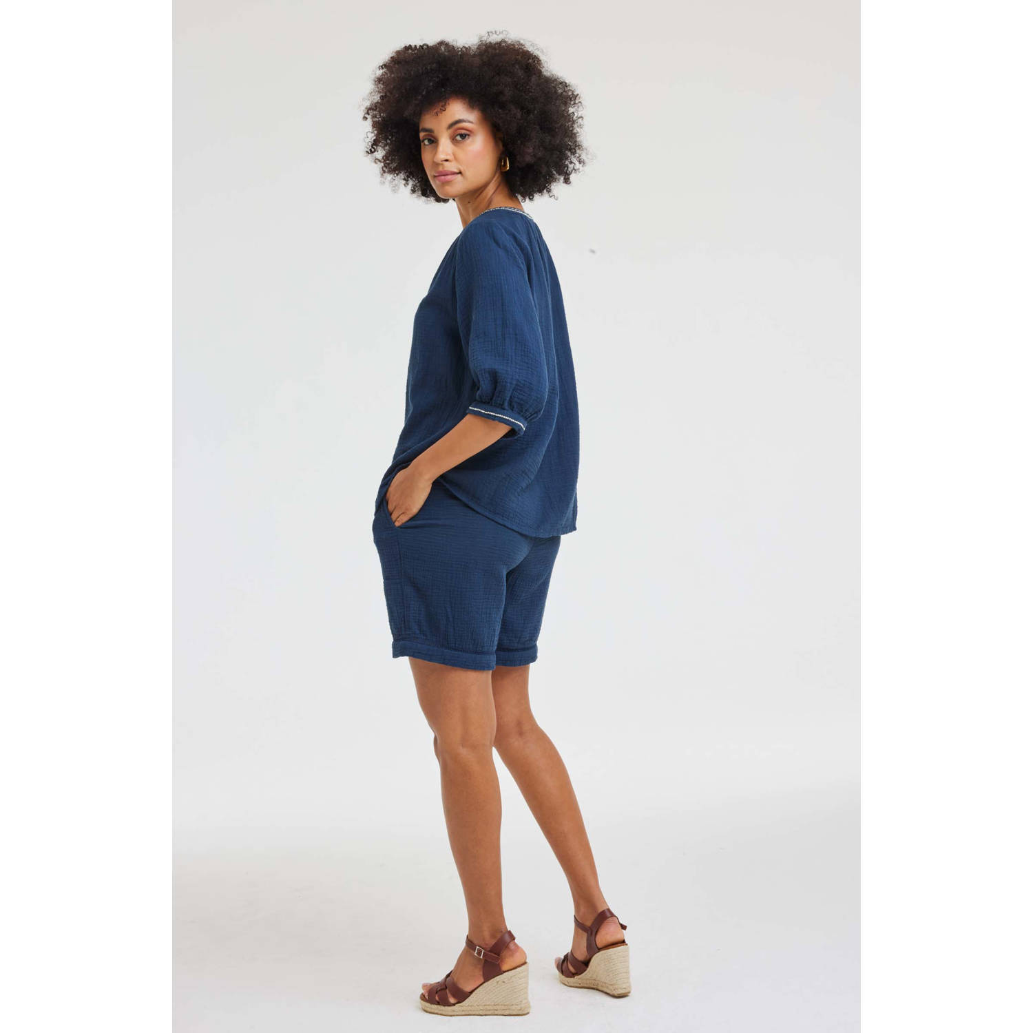 Didi high waist casual short donkerblauw