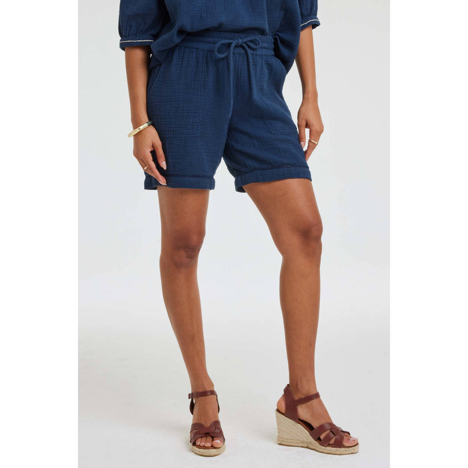 Didi high waist casual short donkerblauw