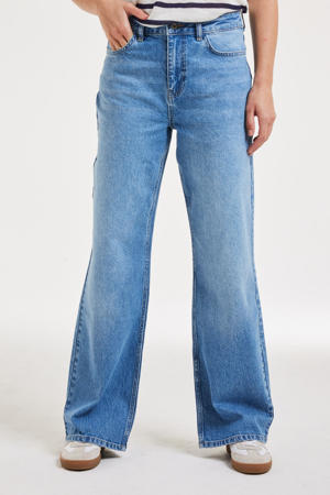 wide leg jeans medium blue denim