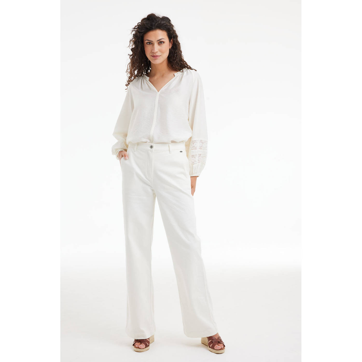 Didi denim wide leg regular waist broek wit