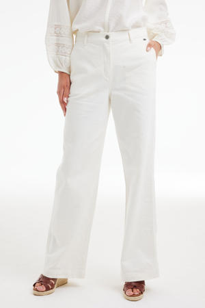 denim wide leg regular waist broek wit