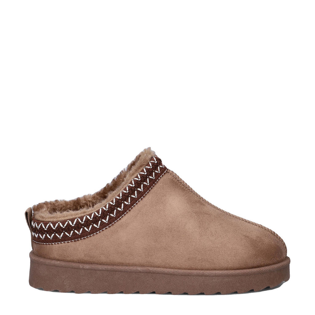 Taupe dames Nelson Home pantoffels van suèdine
