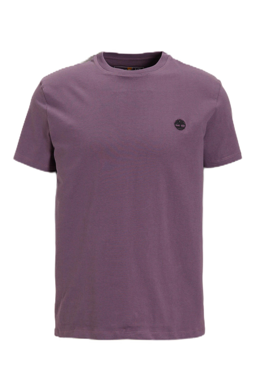 Donkerpaarse heren Timberland T-shirt van katoen met effen, korte mouwen en ronde hals