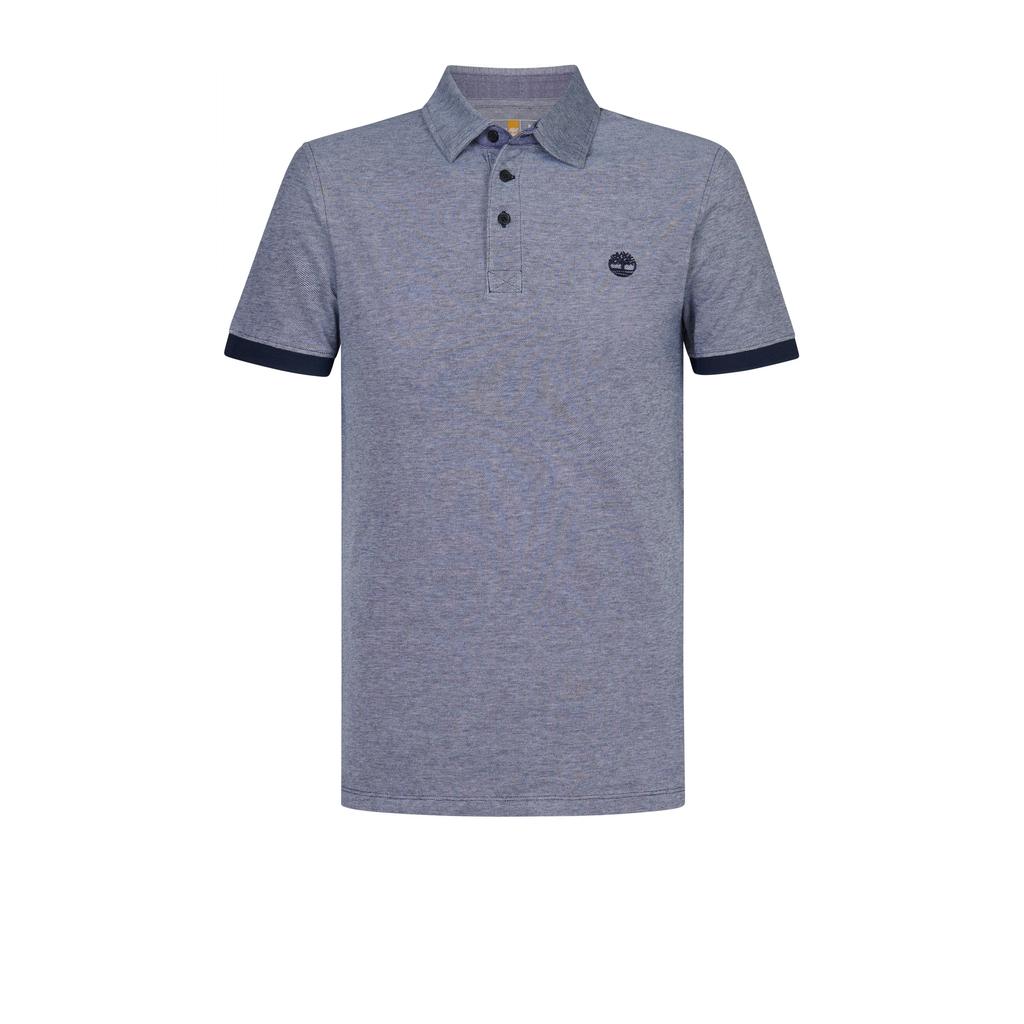 Donkerblauwe heren Timberland slim polo van katoen met effen en korte mouwen