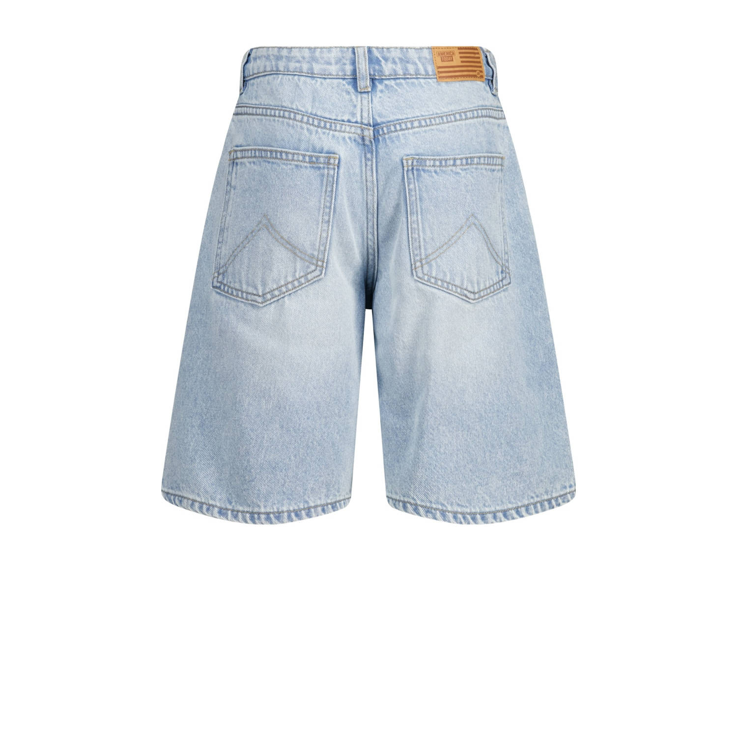 America Today denim loose denim short light blue denim
