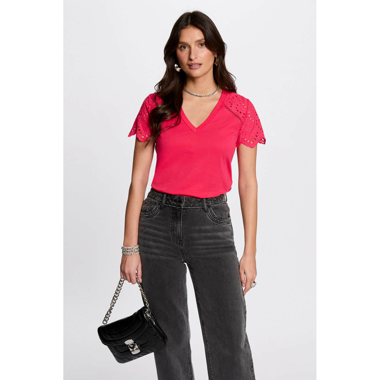 Morgan top fuchsia broderie