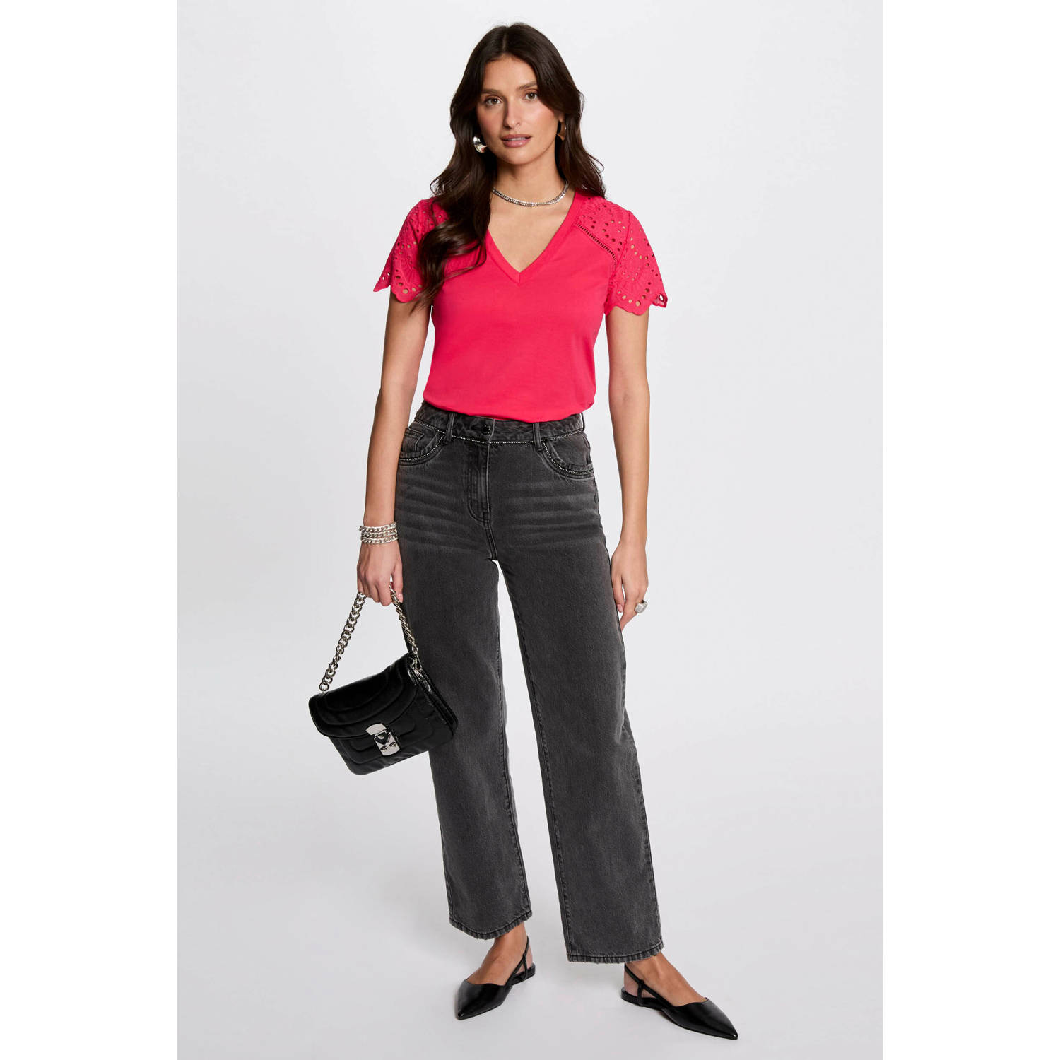 Morgan top fuchsia broderie