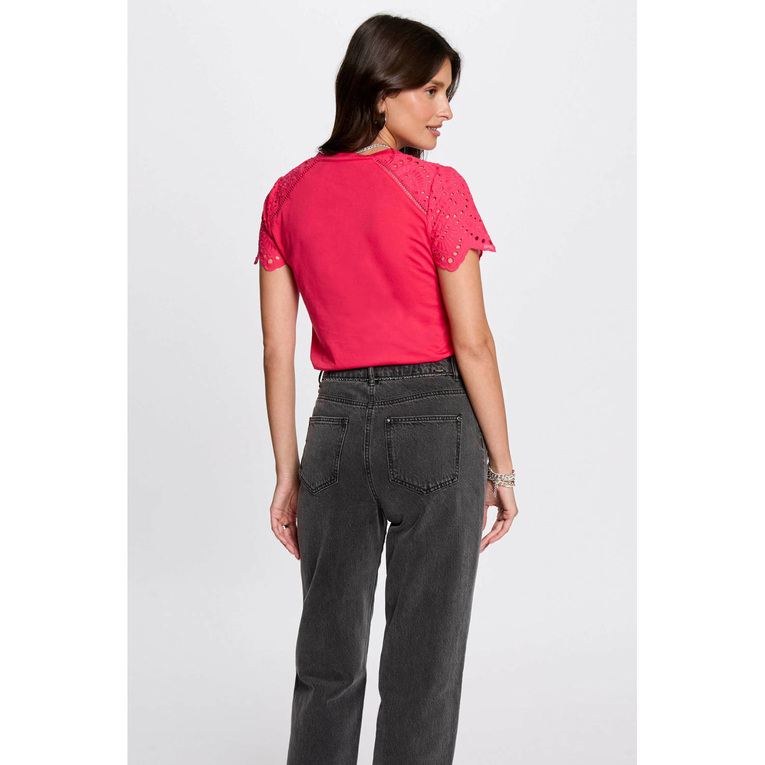 Morgan top fuchsia broderie