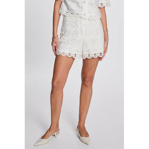 Morgan kanten regular waist casual short wit afbeelding