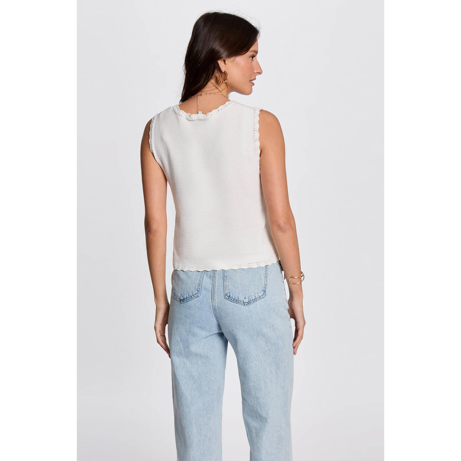 Morgan gebreid vest ecru