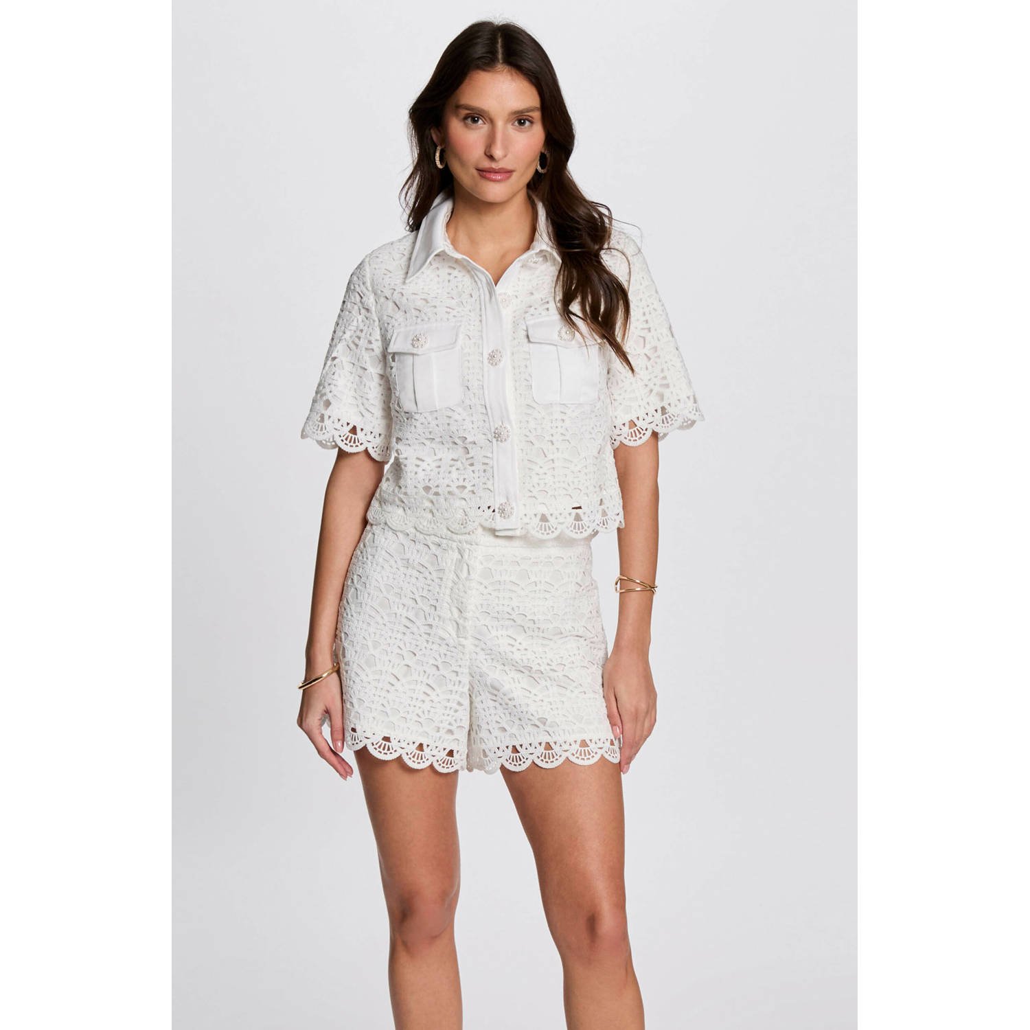 Morgan kanten blouse wit