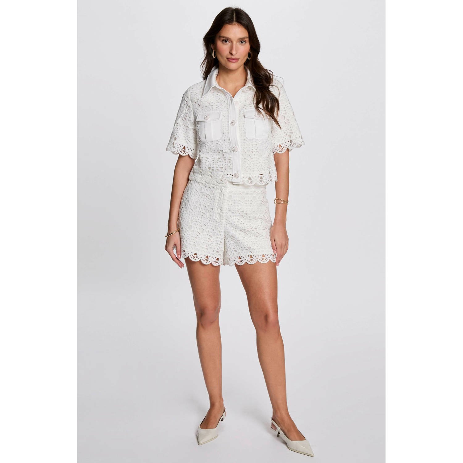 Morgan kanten blouse wit