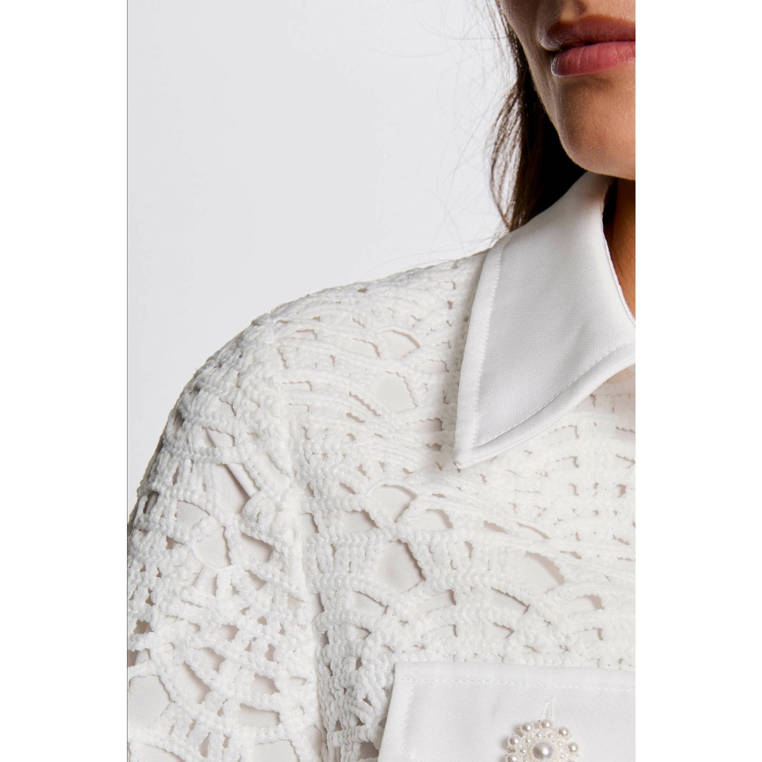 Morgan kanten blouse wit