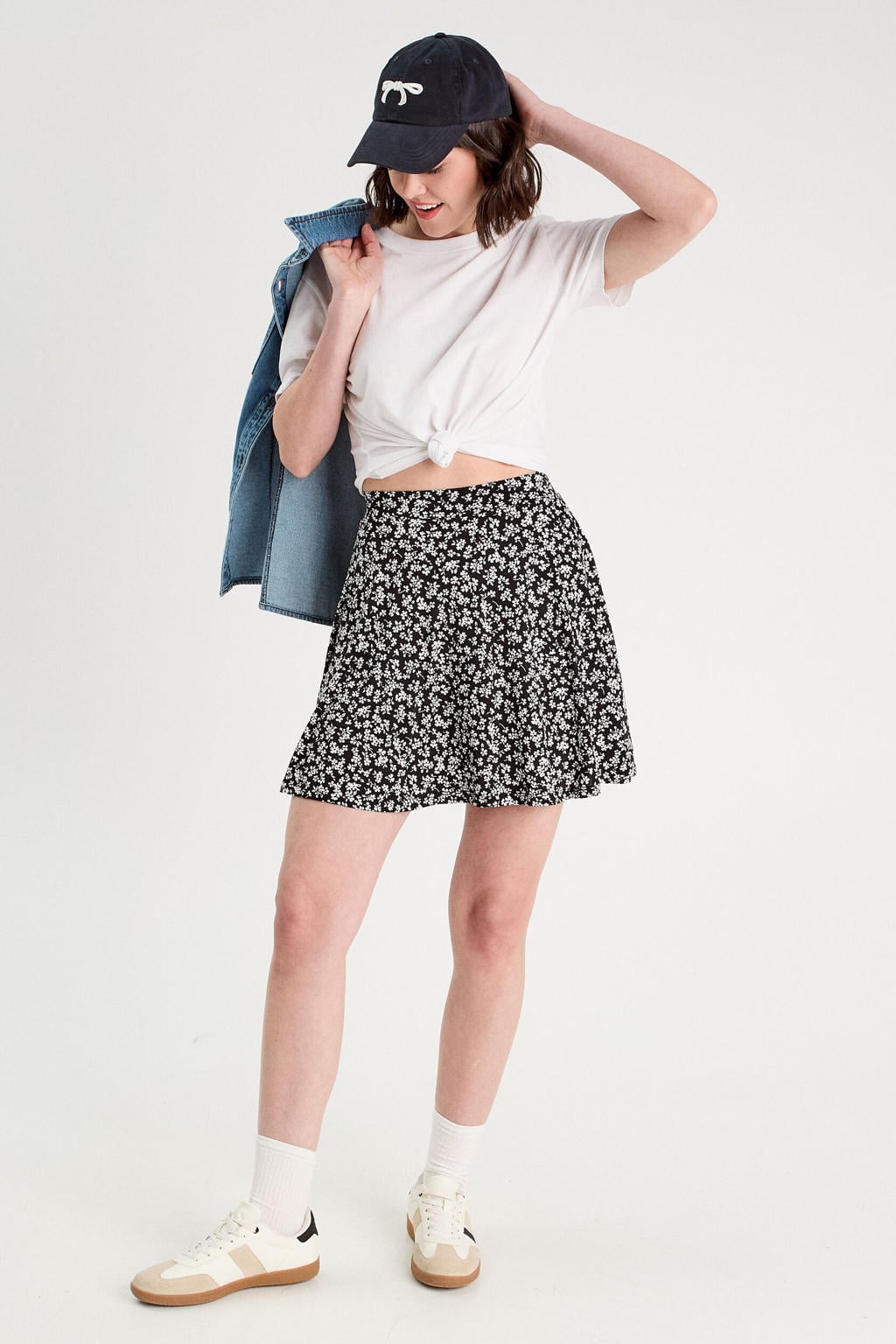 Zwart en witte dames Cache Cache mini rok gemaakt van polyester