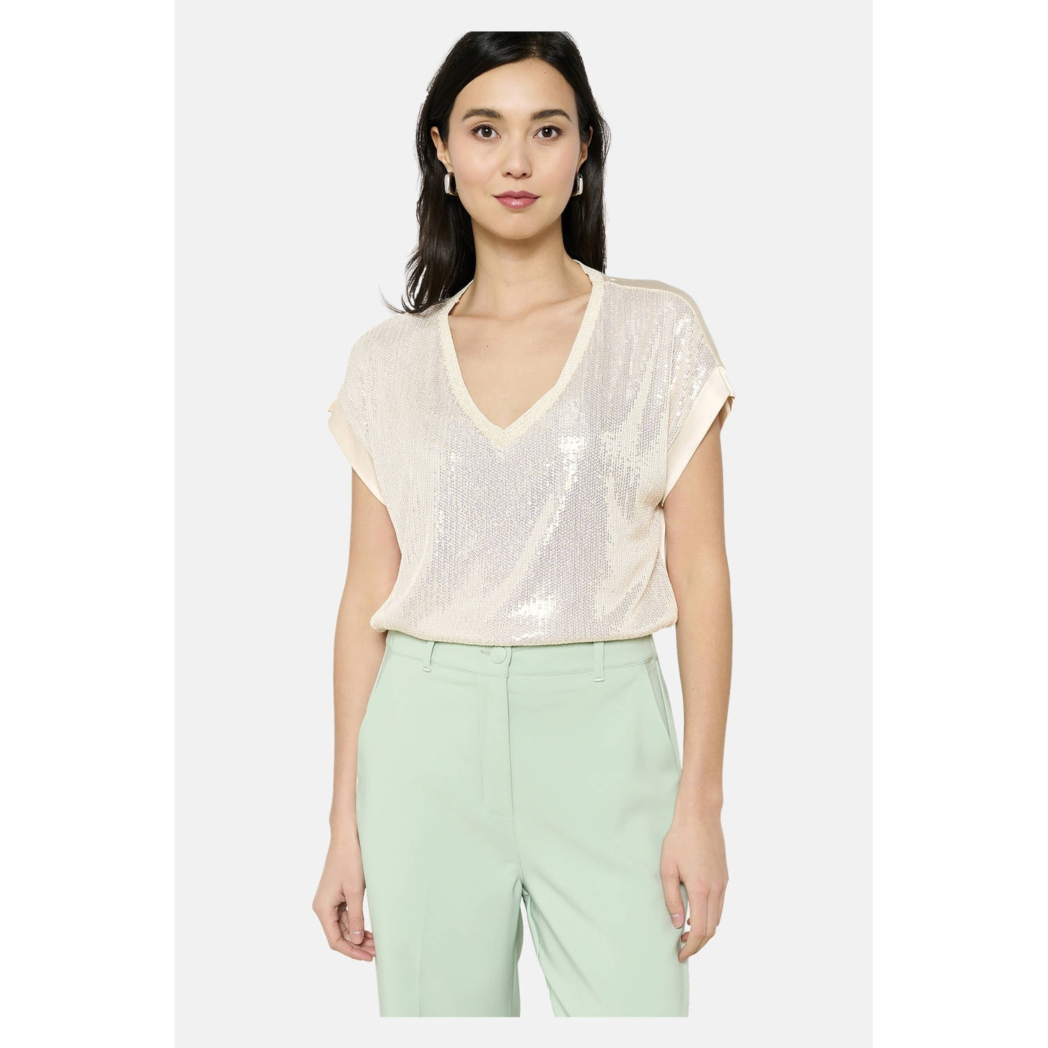 LOLALIZA exclusive top ecru met pailletten