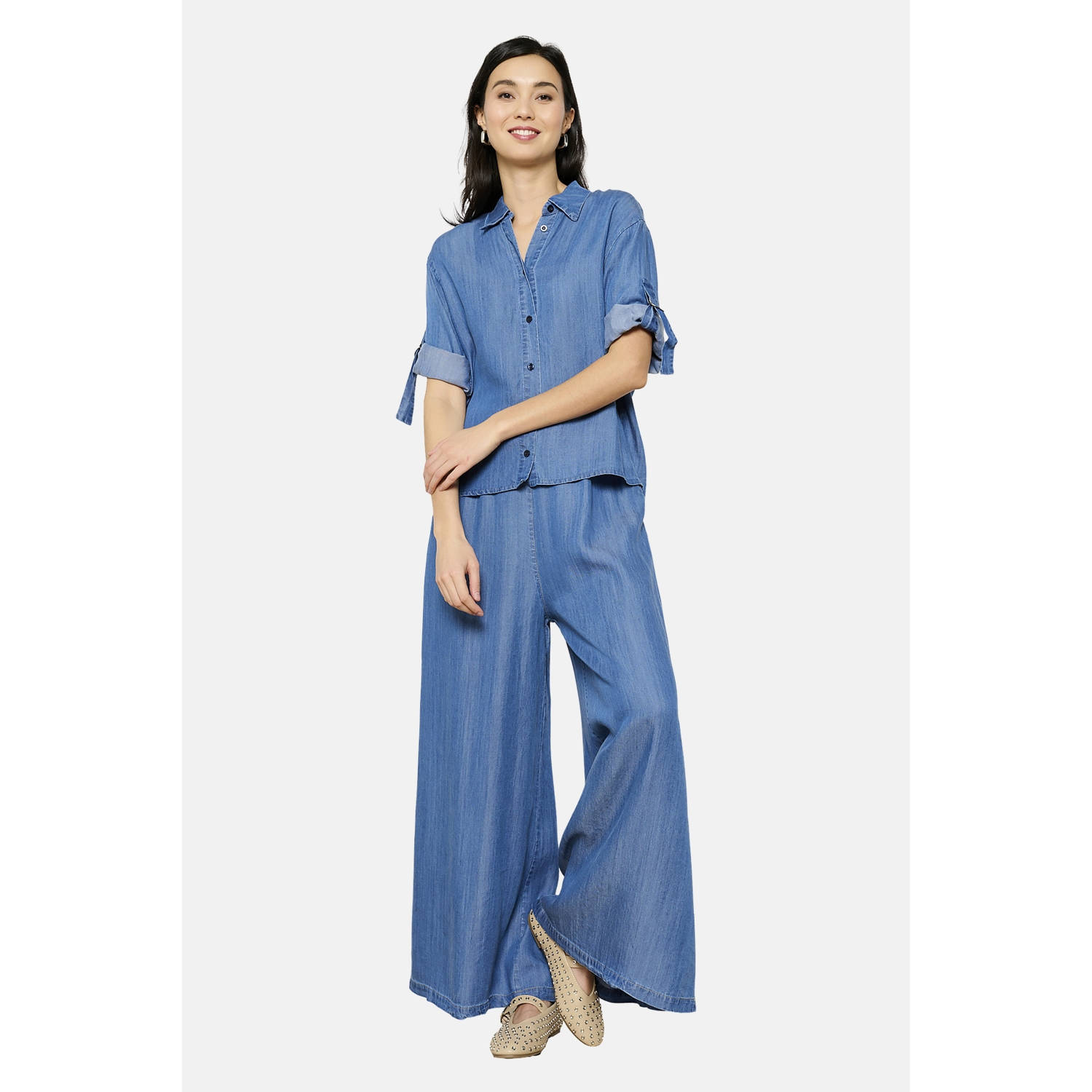 LOLALIZA blouse medium blue denim