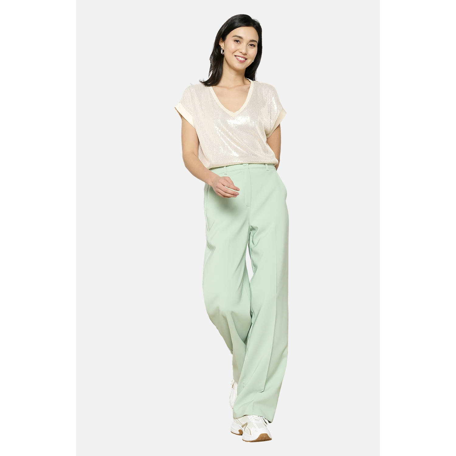 LOLALIZA exclusive wide leg high waist pantalon mintgroen