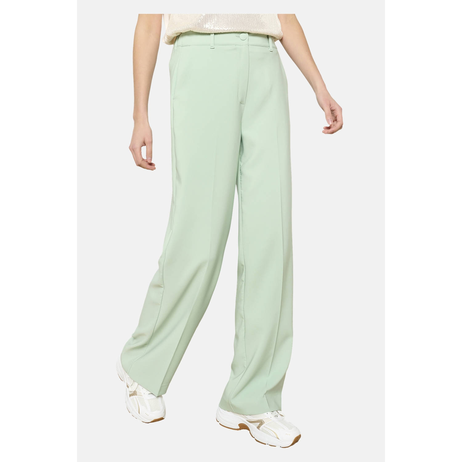 LOLALIZA exclusive wide leg high waist pantalon mintgroen