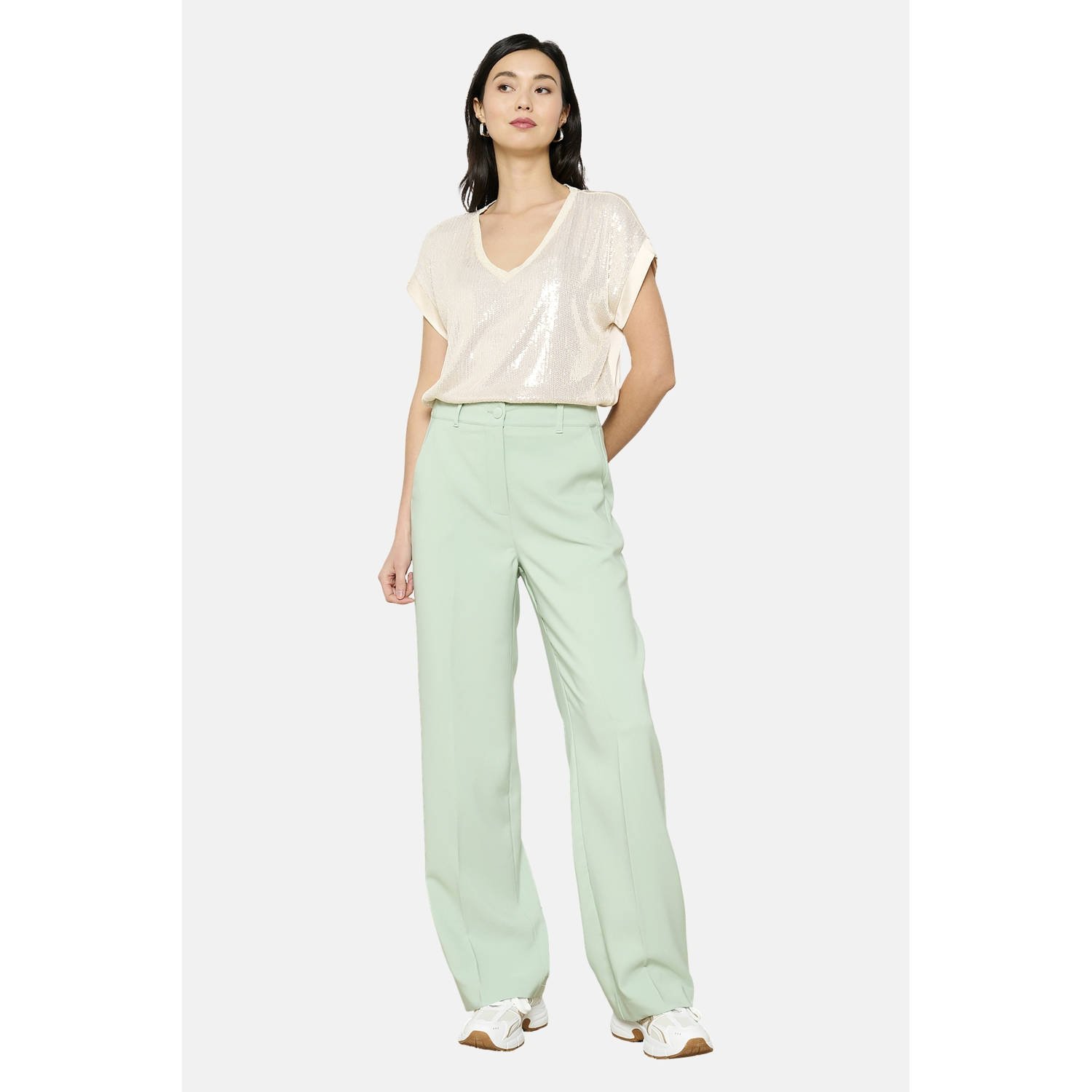 LOLALIZA exclusive wide leg high waist pantalon mintgroen