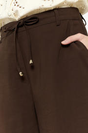 thumbnail: LOLALIZA exclusive wide leg regular waist palazzo broek donkerbruin