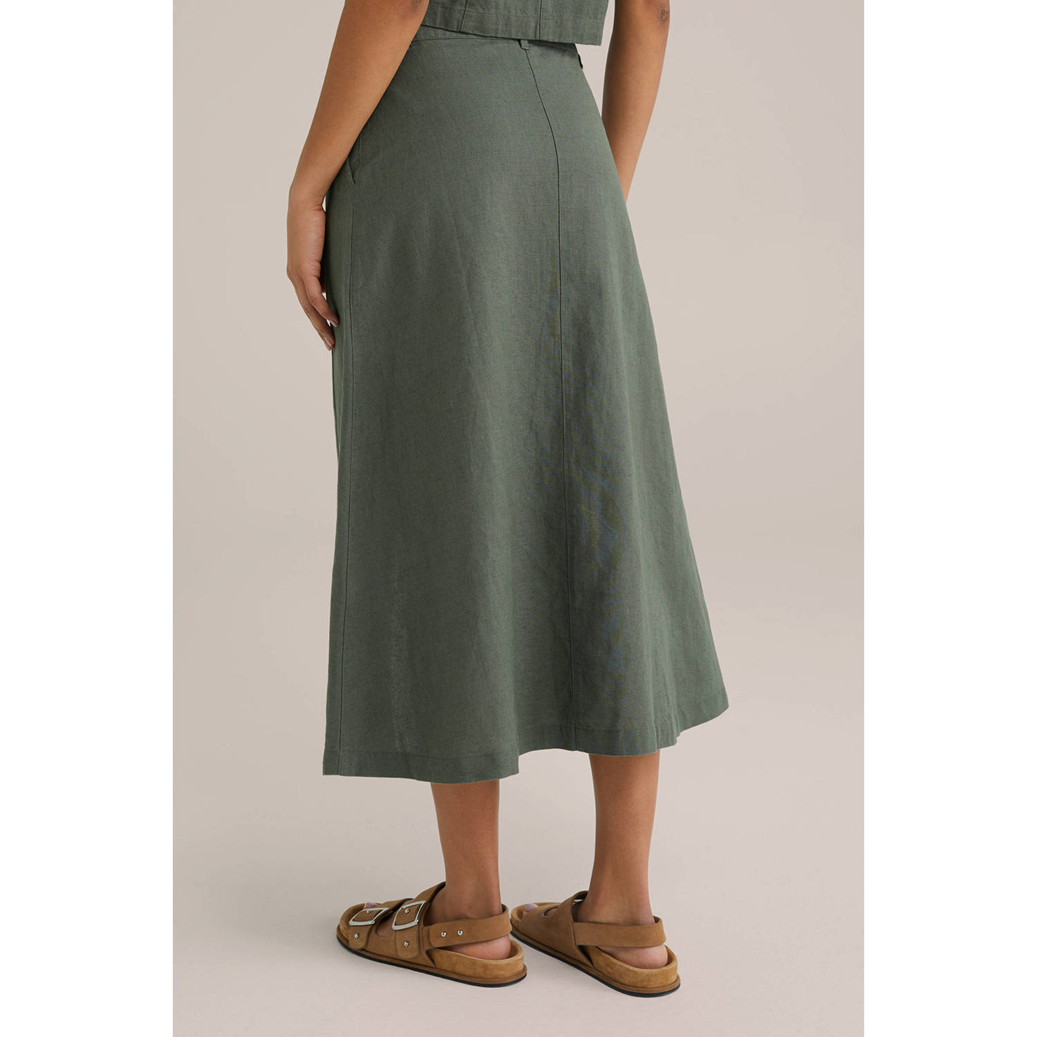 WE Fashion midi rok donkergroen