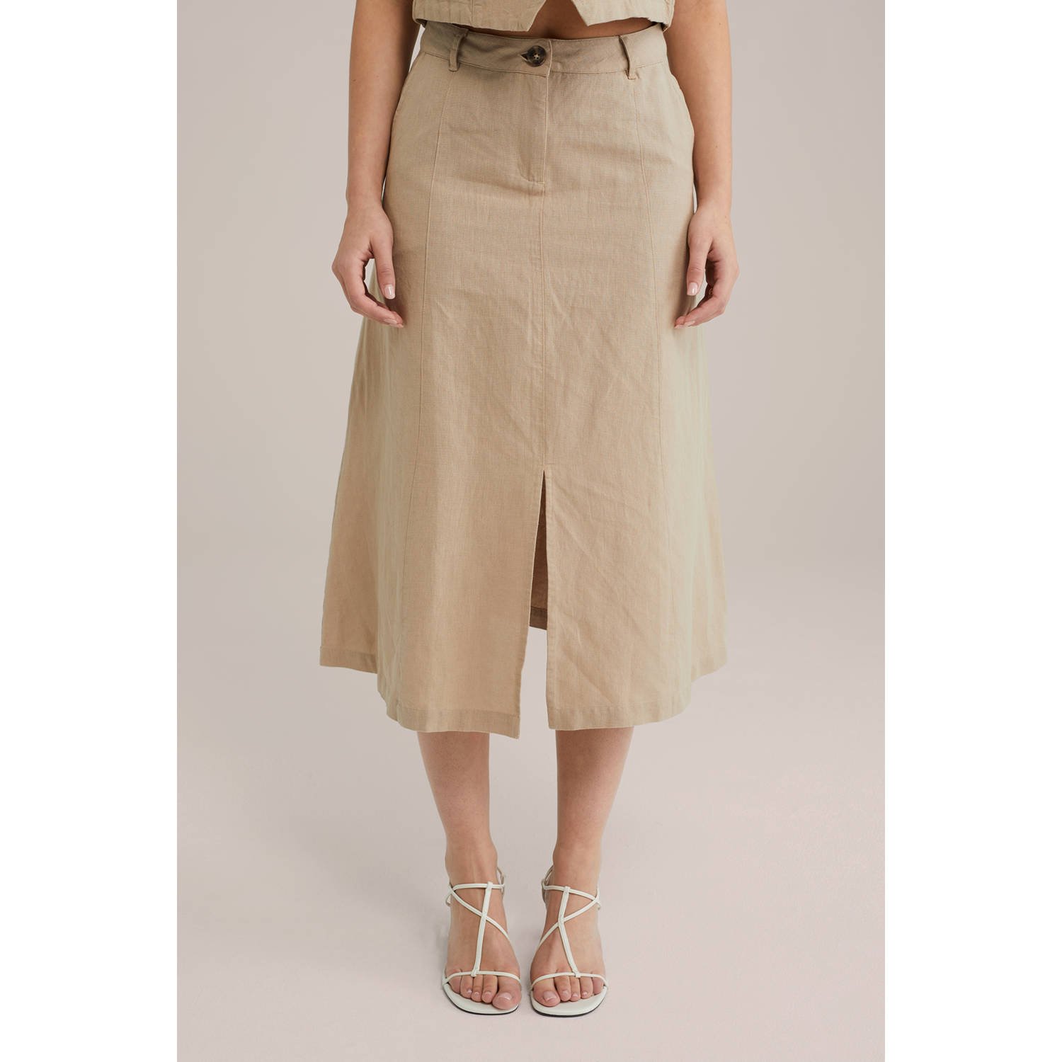 WE Fashion midi rok beige