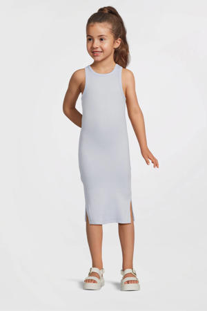 maxi jurk rib gebreid lichtblauw