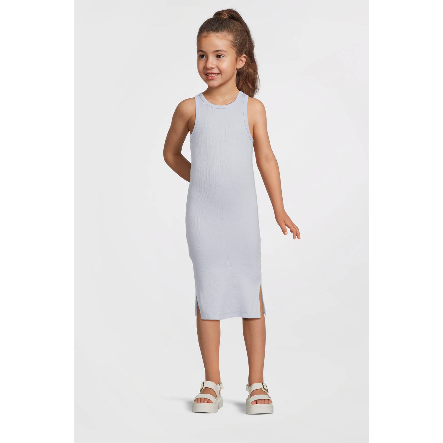 NAME IT KIDS maxi jurk rib gebreid lichtblauw