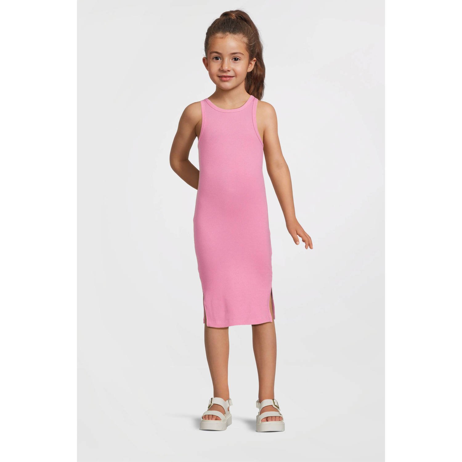 NAME IT KIDS maxi jurk rib gebreid roze