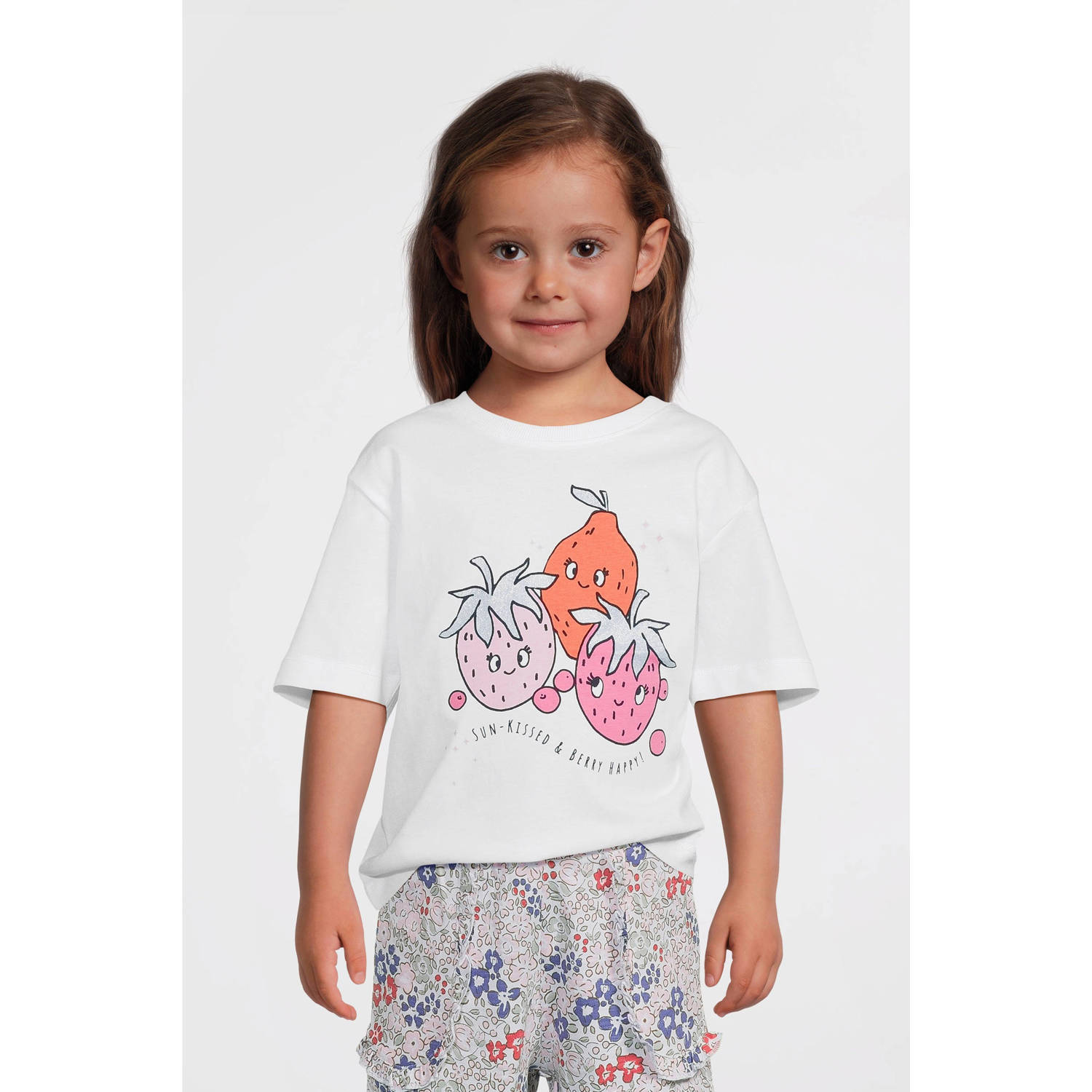 NAME IT MINI T-shirt wit met glitter
