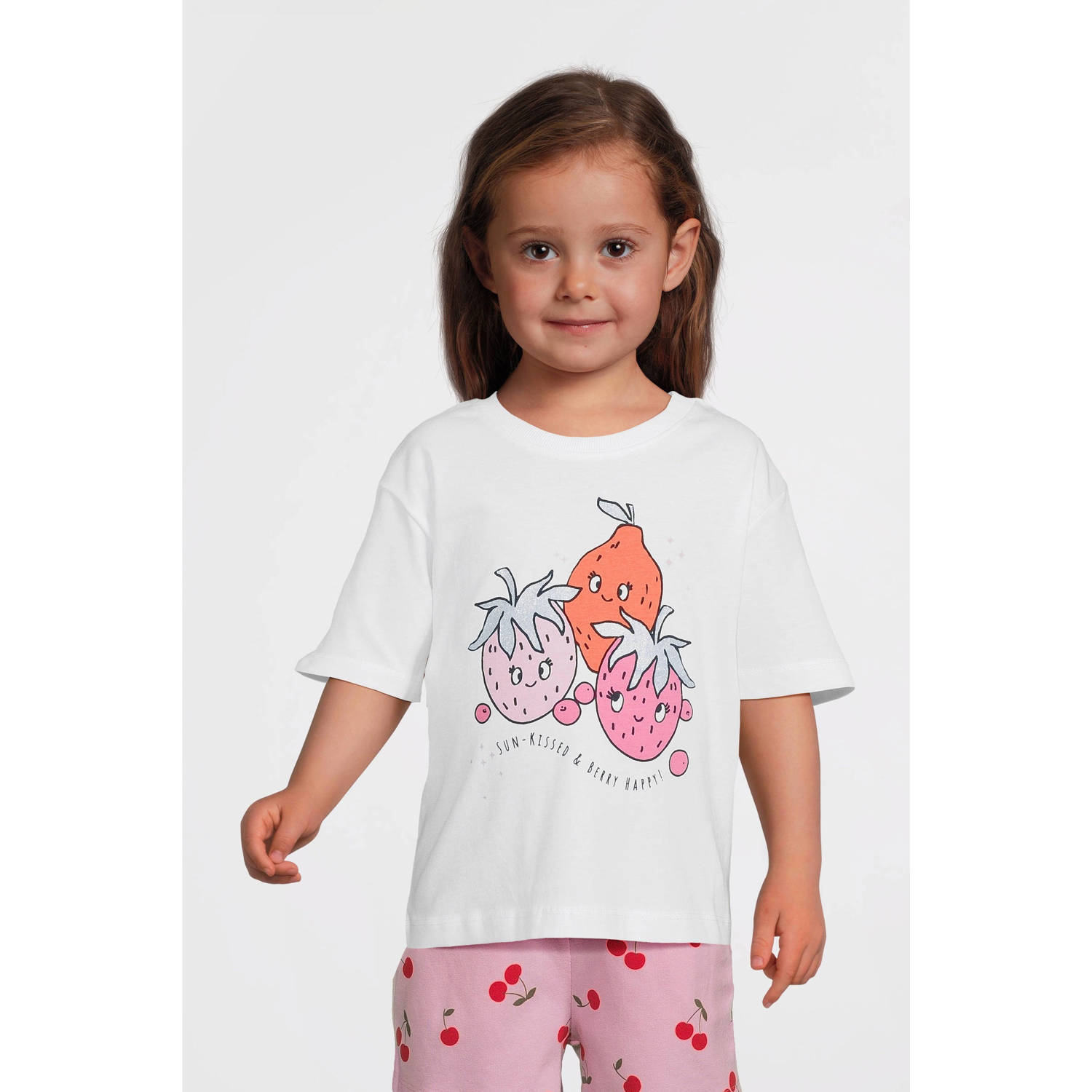 NAME IT MINI T-shirt wit met glitter