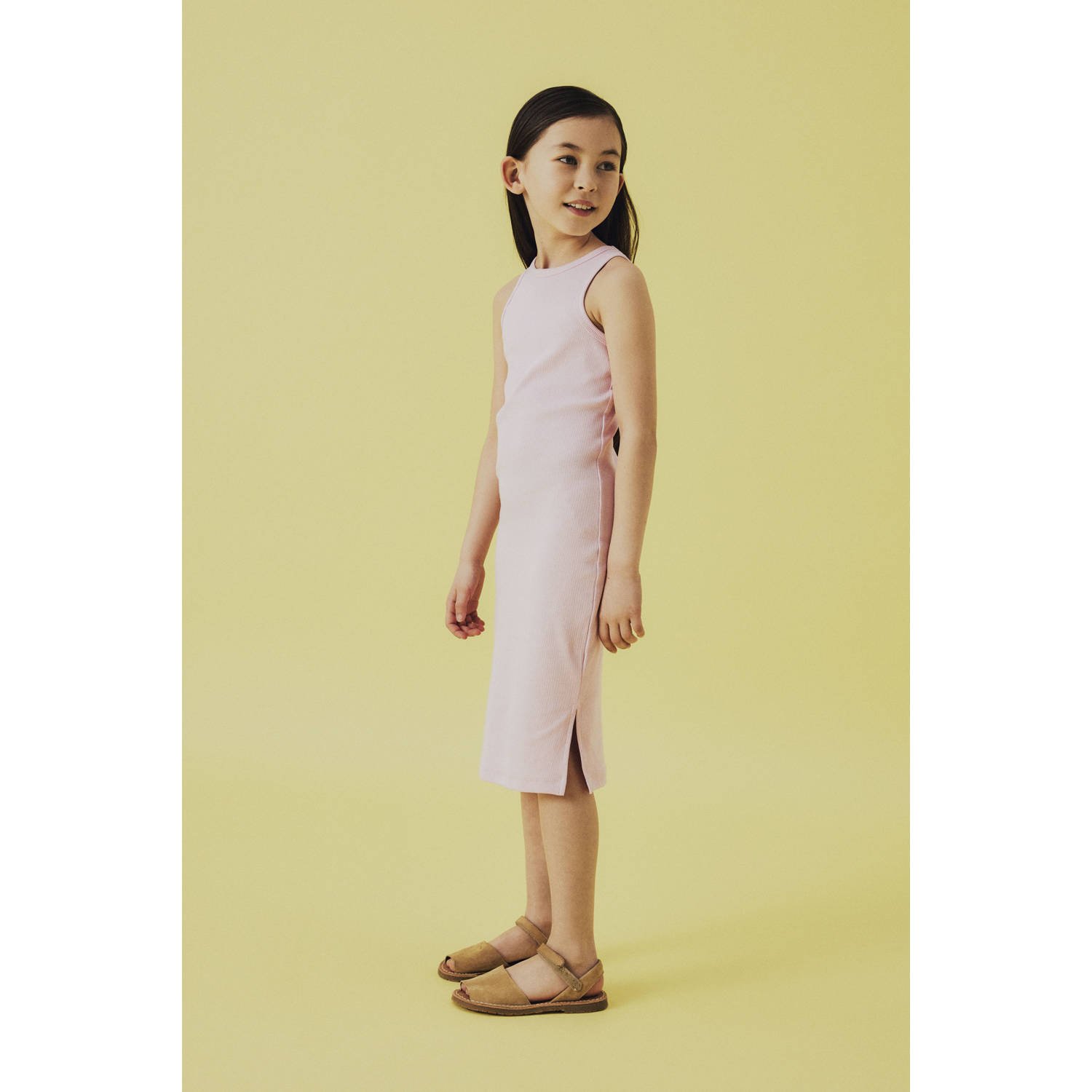 NAME IT KIDS maxi jurk rib gebreid lichtroze