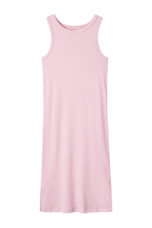 maxi jurk rib gebreid lichtroze