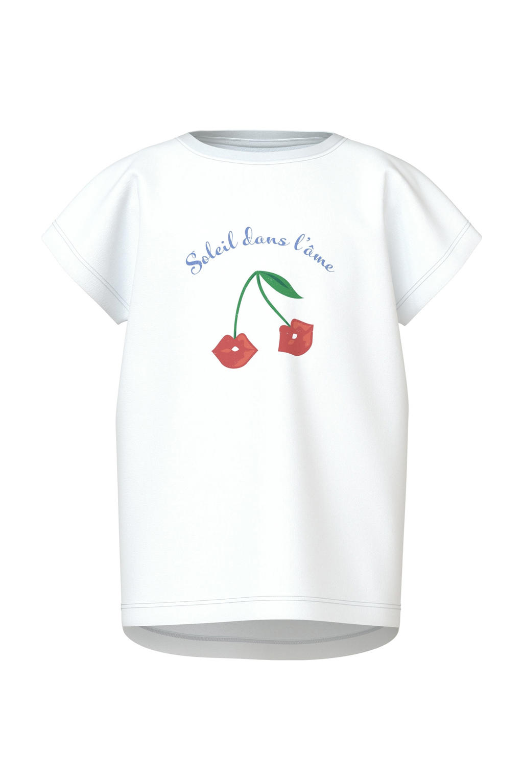 Witte meisjes NAME IT KIDS T-shirt van katoen met printopdruk, korte mouwen en ronde hals