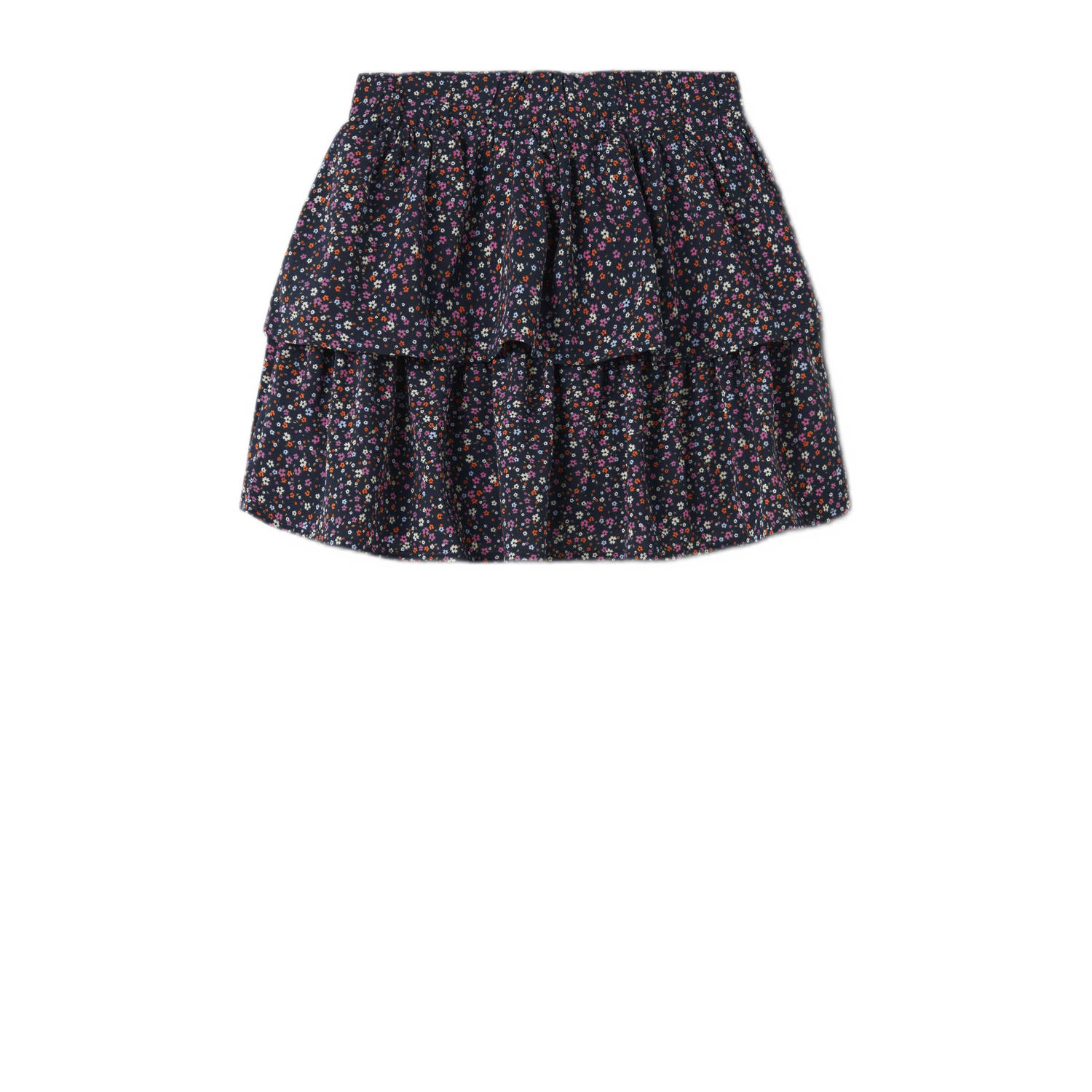 NAME IT KIDS A-lijn rok donkerblauw roze