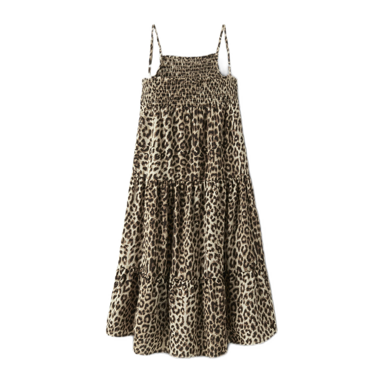 NAME IT KIDS maxi jurk met panterprint bruin